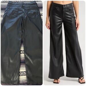 New NWT Mother 30 The Undercover Wax On Off Wide Leg Black Faux-Leather Pants